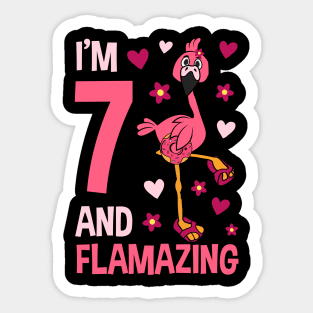 I'm 7 and Flamazing Flamingo Sticker